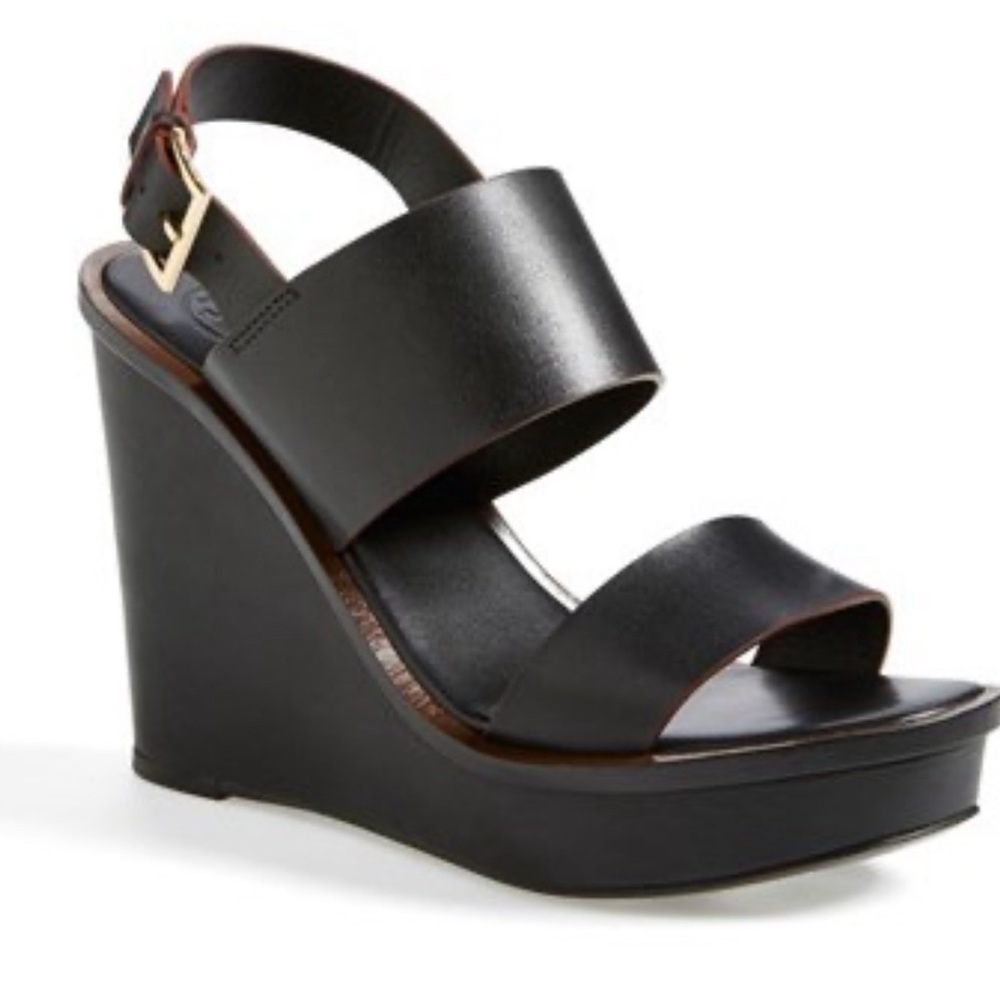 Tory Burch Women’s Black Lexington Wedge Sandal Heel - size 8.5 110m